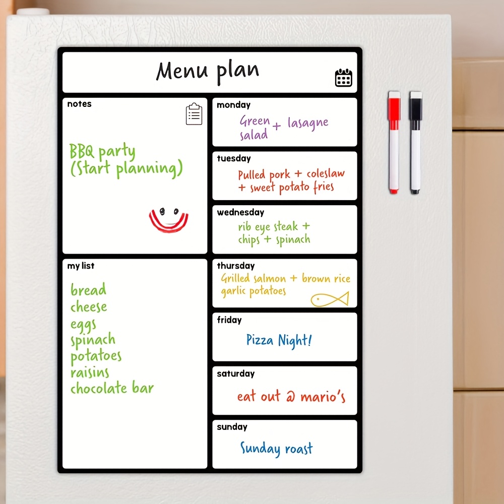 Meal Plan Notepad - A3 Magnetic Whiteboard Fridge Calendar -