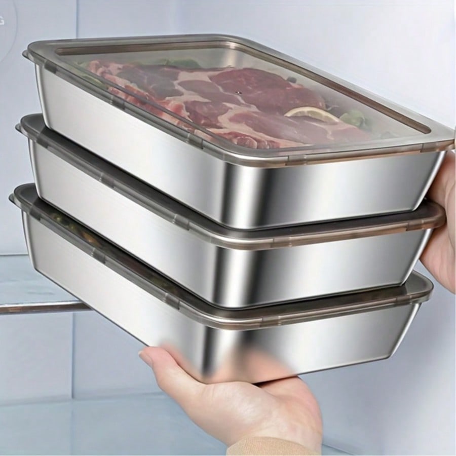 Meal Prep Containers - 6pcs(3 Boxes+ 3 Lids) Stainless Steel