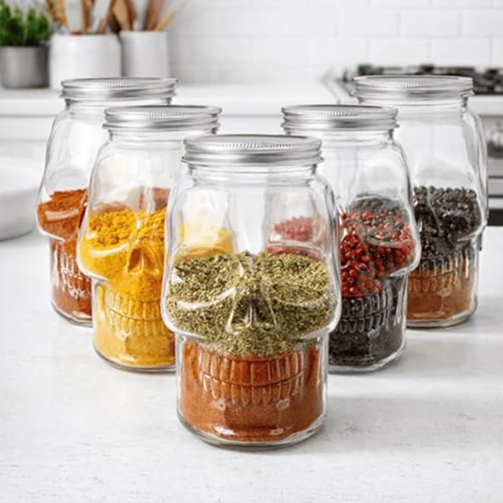 Meal Prep Kinder - Transparent Skull Jars with Lid Wide