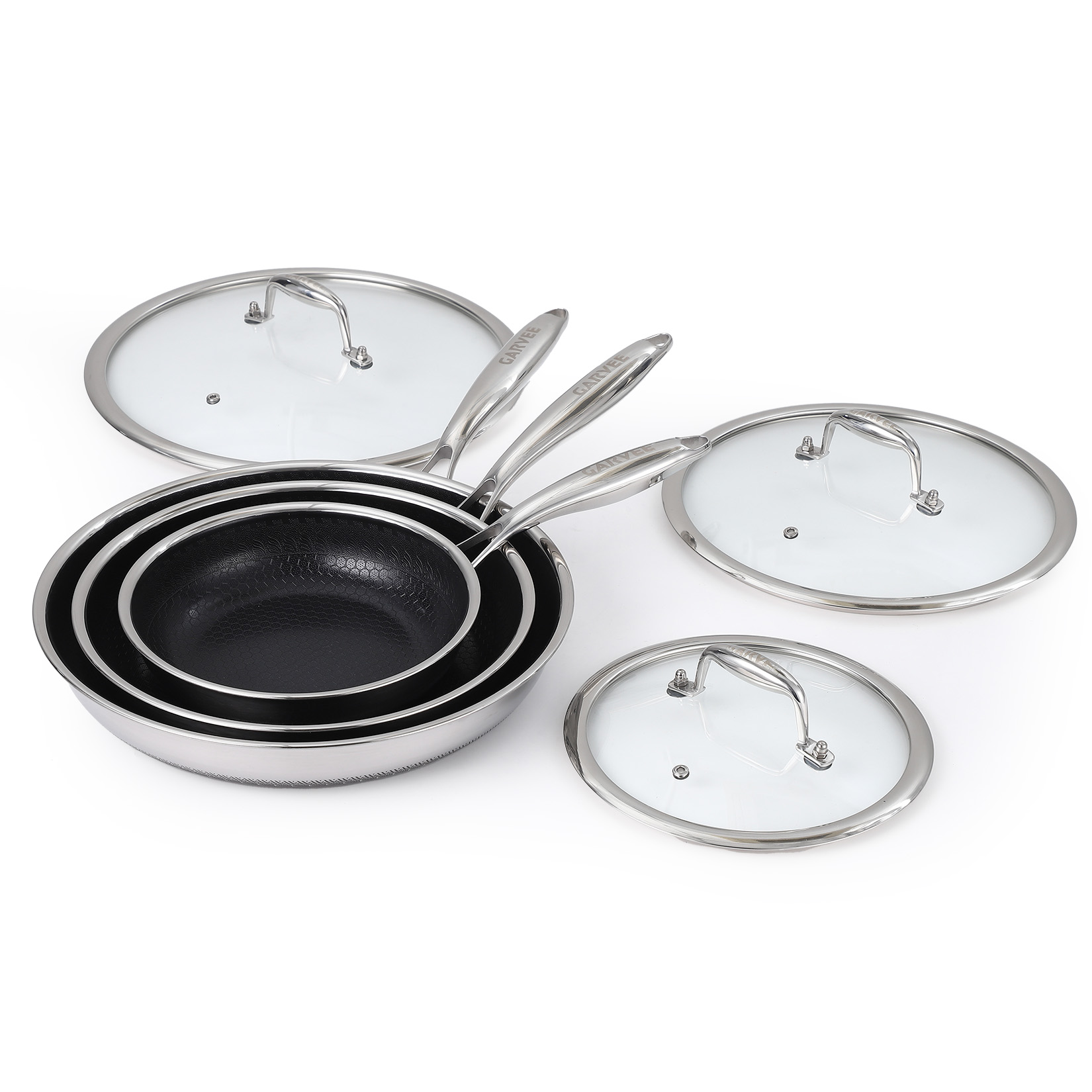 Meal Prep Glass Containers Oven Safe - 6 Piece Non-Stick Stainless Steel Pan