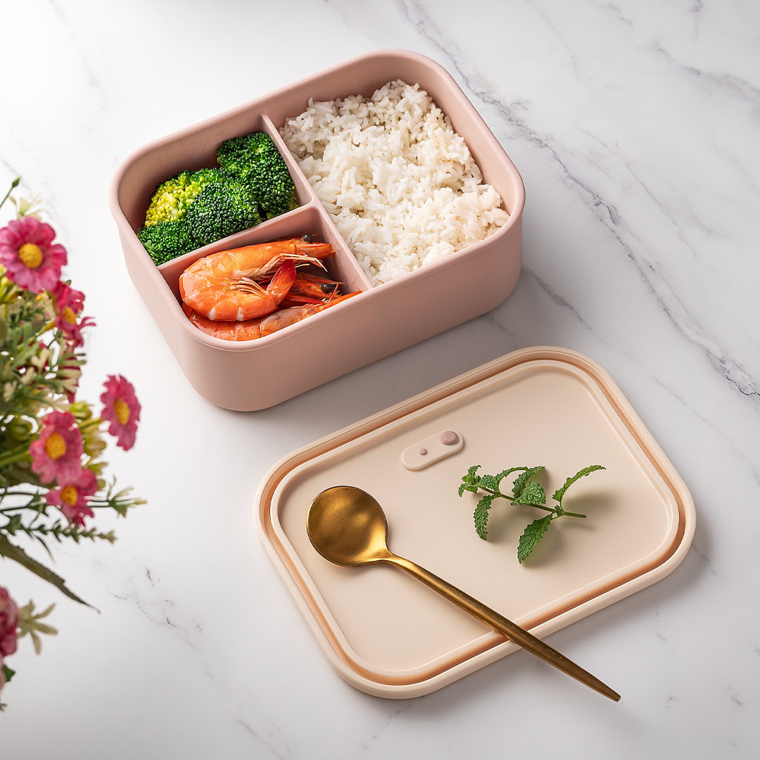 Meal Prep Kinder - 700ml/1300ml Silicone Bento Box 3 Compartment