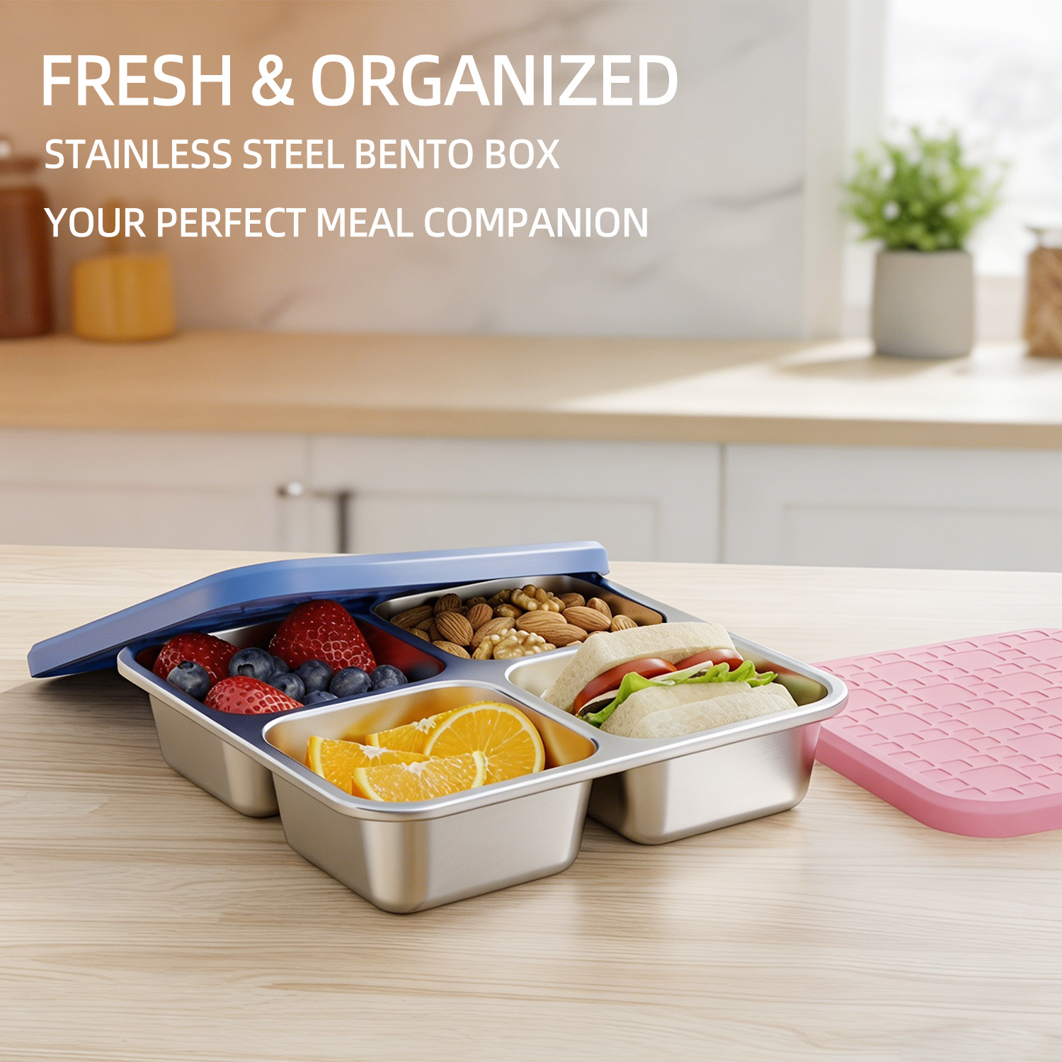 Meal Prep Containers - 304 Stainless Steel Divided Lunch Container