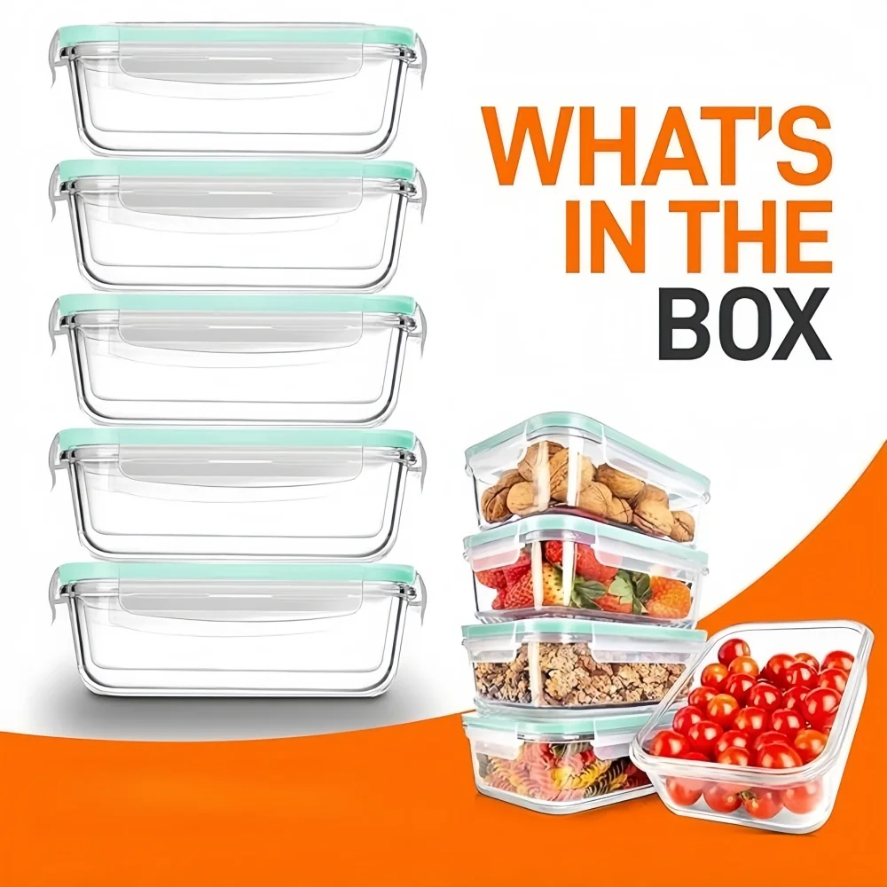 Rectangular Borosilicate Glass - Meal Prep Glass Containers Oven Safe recension och pris