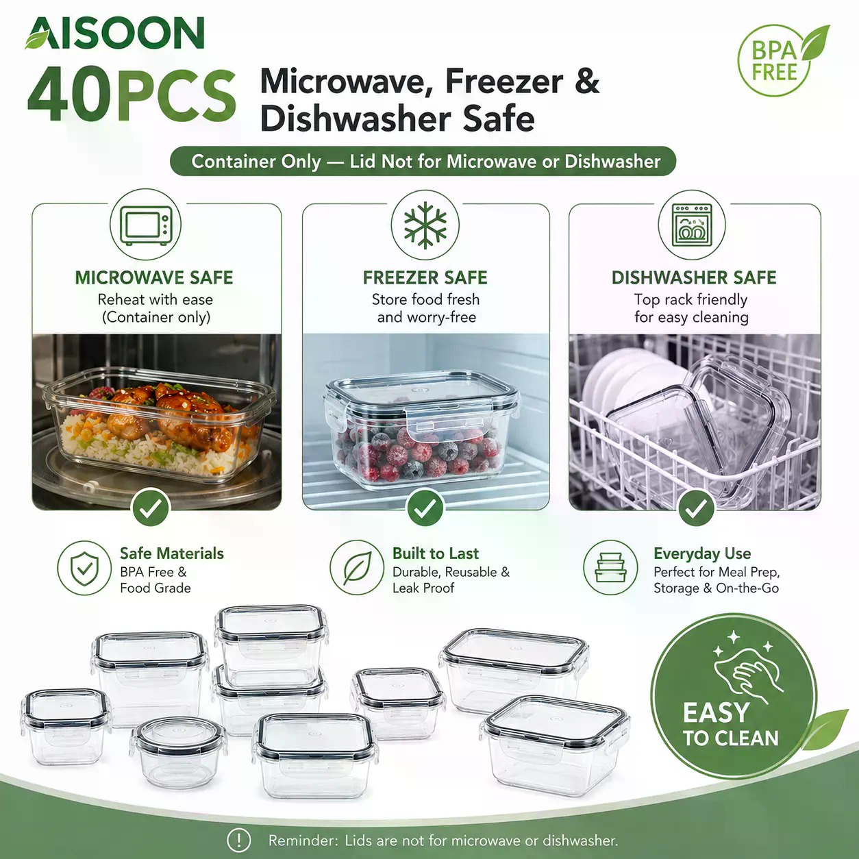 40 PCS Extra Large 85oz Silico - Meal Prep Containers recension och pris