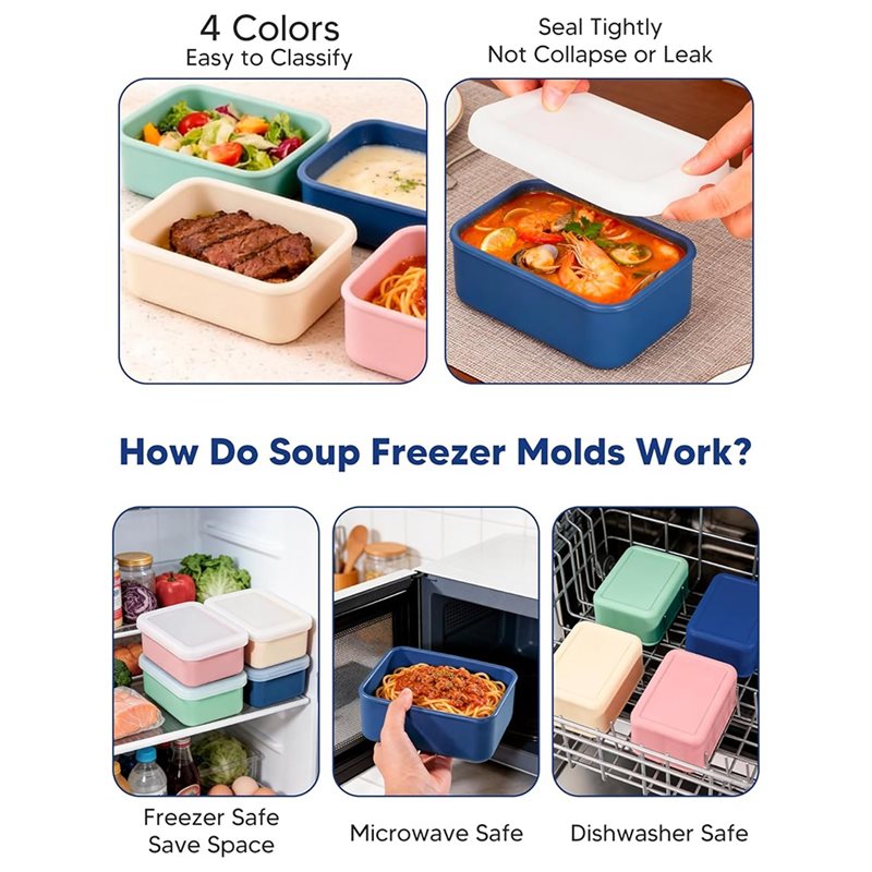 AB33-4-Pack Silicone Freezer M - Meal Prep Containers recension och pris