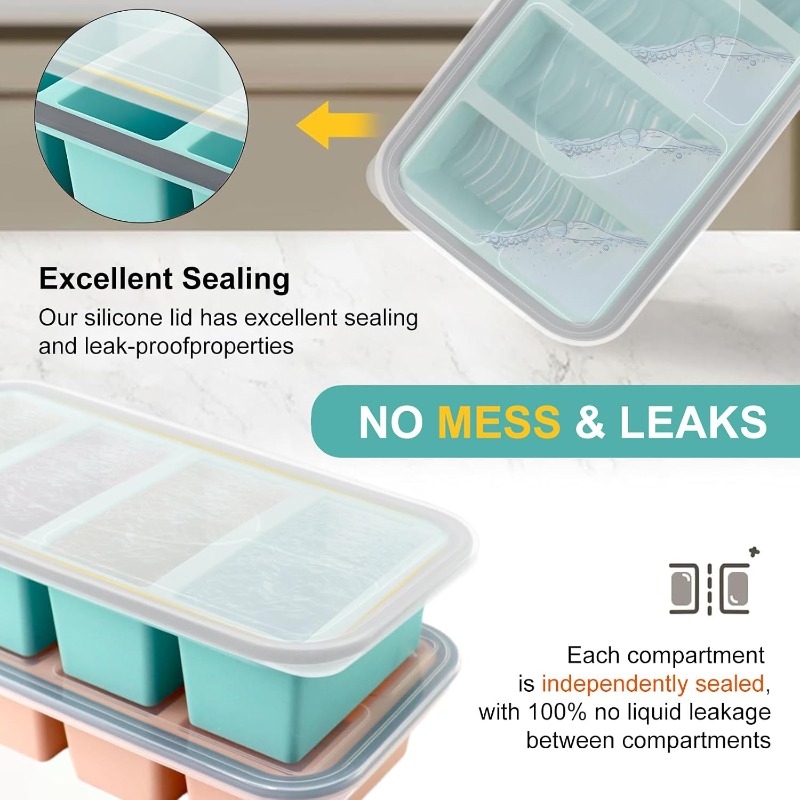 Silicone Freezer Molds with Li - Meal Prep Containers recension och pris
