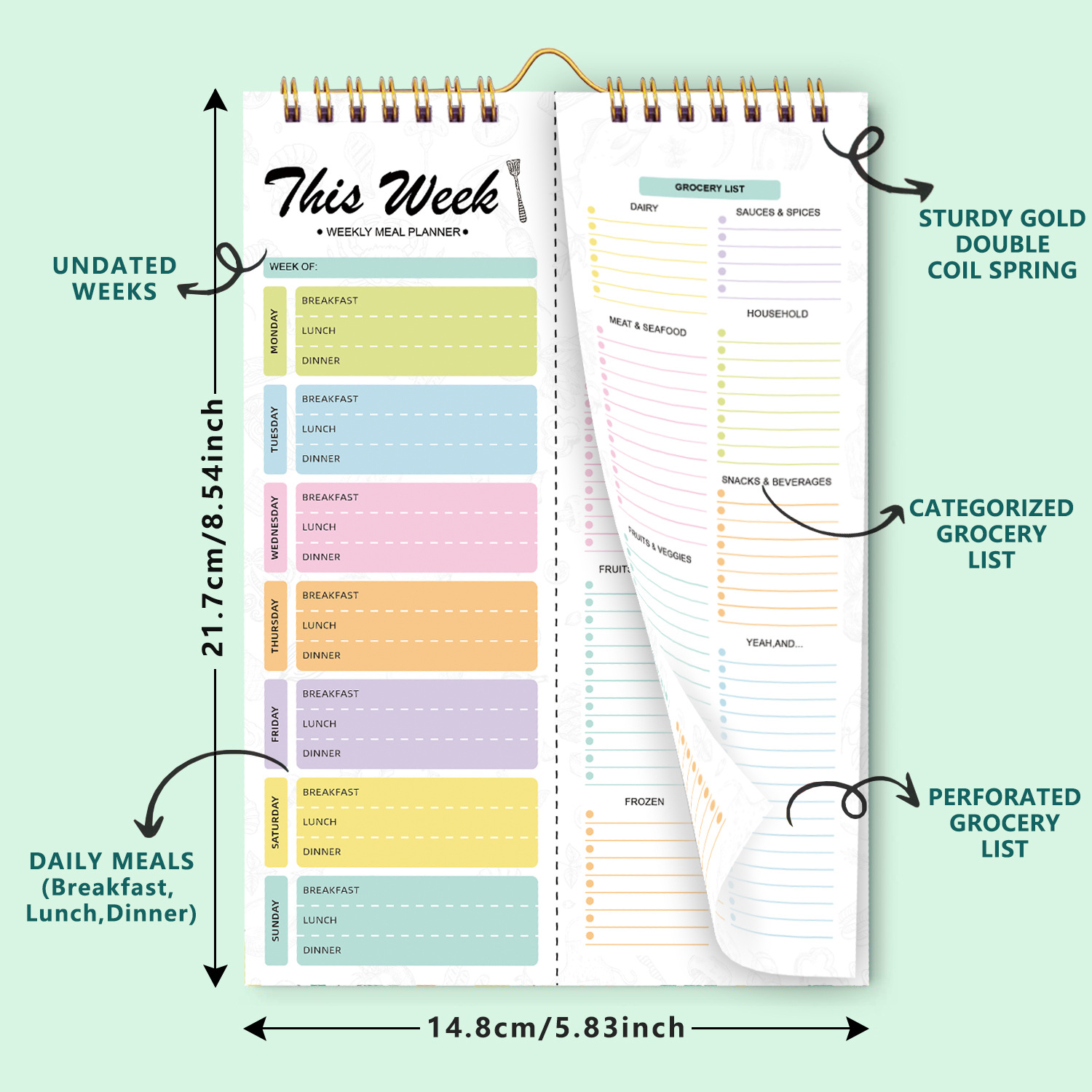 A5 Spiral Tear‑Off Notebook In - Meal Plan Notepad recension och pris