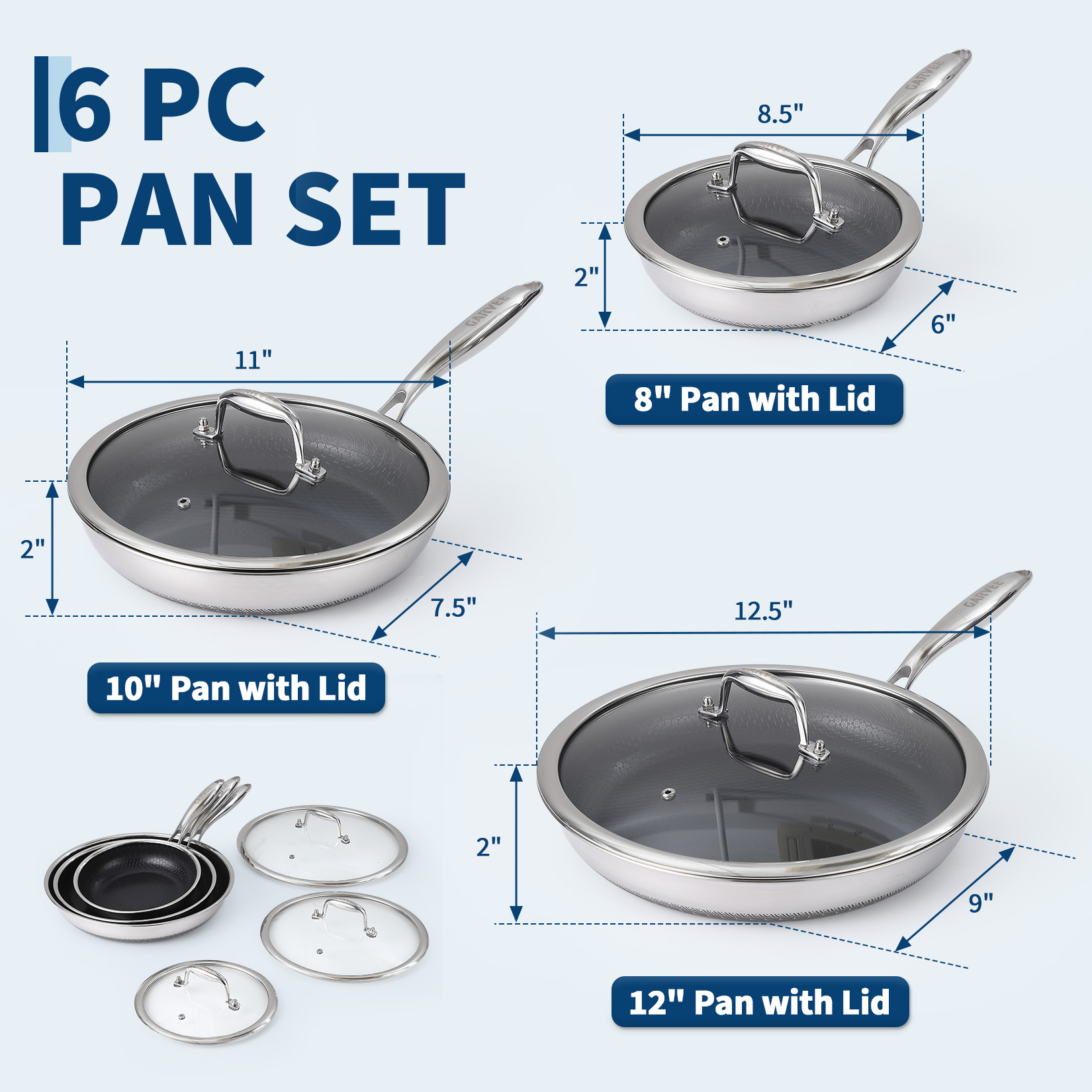 6 Piece Non-Stick Stainless St - Meal Prep Glass Containers Oven Safe recension och pris