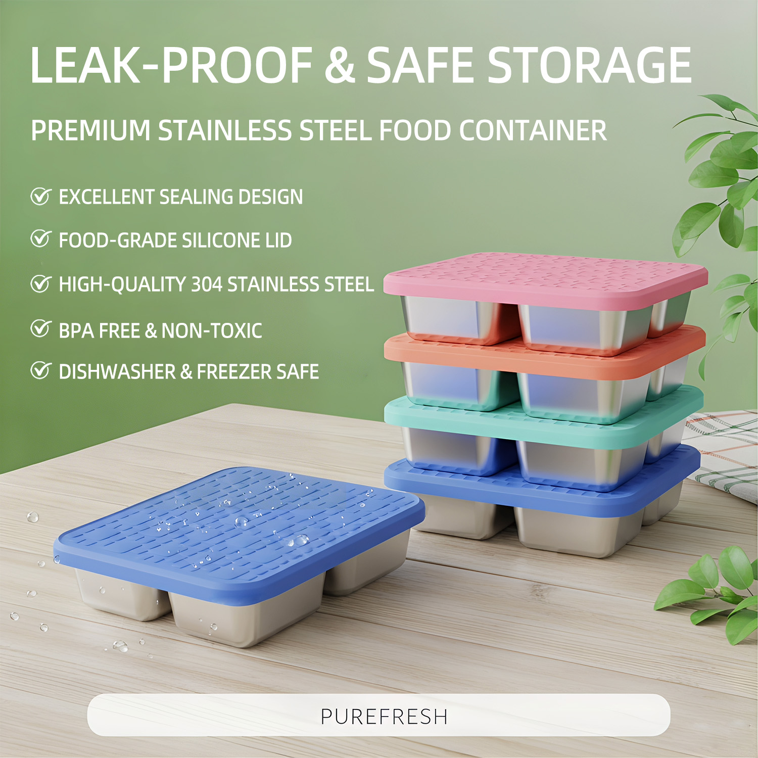 304 Stainless Steel Divided Lu - Meal Prep Containers recension och pris